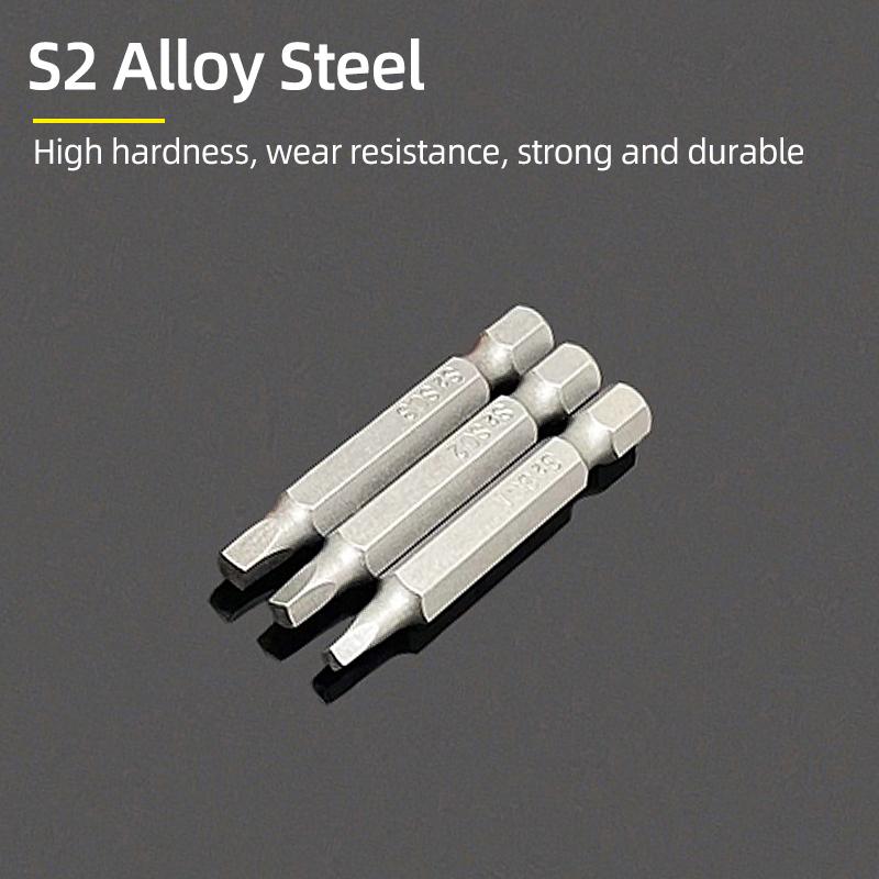 50mm Square Head Screwdriver Bits Set SQ1/SQ2/SQ3 Magnetic Four Corners Screw Driver 6.35mm Hex Shank Ratchet Wrench Hand Tools
