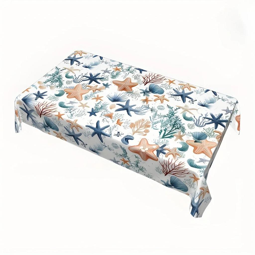 Holiday Party Decor Ocean Nautical Starfish Coral Summer Beach Theme Tablecloth  Rectangle Table Cloth Kitchen Dining Table D