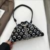 Portable Metal Stud Rivet Shoulder Bag Spicy Girl Chain Y2k Underarm Bag Punk Style Handbag Drawstring Crossbody Bag Daily