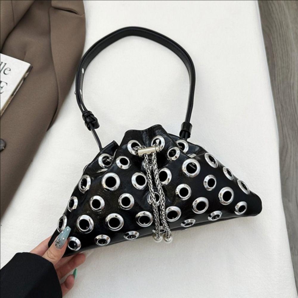 Hollow Y2k Underarm Bag Spicy Girl Drawstring Crossbody Bag Fashion Rivet Shoulder Bag  Daily