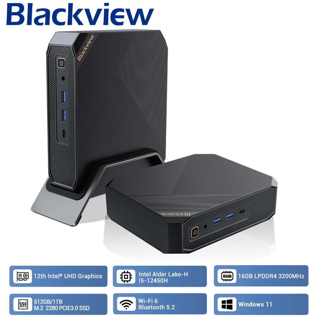 Blackview Mini PC MP200 Intel 11th Gen I5-12450H Desktop Computer Up To 4.9GHz 16GB DDR4 512GB/1TB SSD Window 11 Pro Wifi 6 4K DH PC