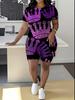 Butterfly European and American Women's Clothing Coconut Tree Printing T-Shirt Shorts Set Sports Suit
