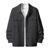 Men Coat Lapel Long Sleeve Solid Color Jacket with Small Square Decoration Loose Fit Single Breasted Outerwear