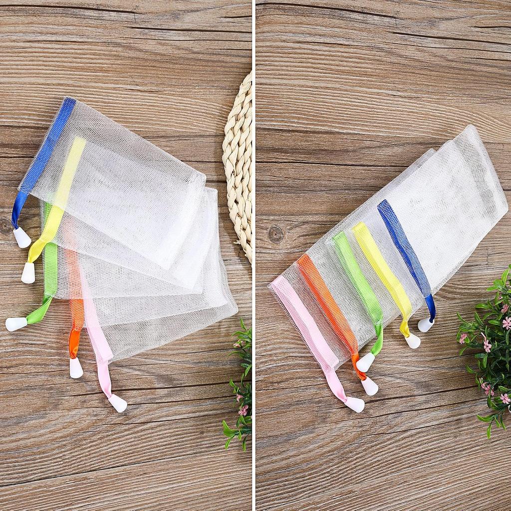 Handmade Soap Mesh Bags 20 Pack Facial Double Layer Bubble Net Ancient Shampoo Small Pouch Face Cleansing Exfoliating Foaming Nets with Drawstring