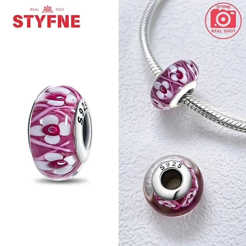 Copper Metal Colorful Flower Series Murano Glass Bead Components Luxury Charm Bead Component Compatible With Authentic Original Bracelet High Quality