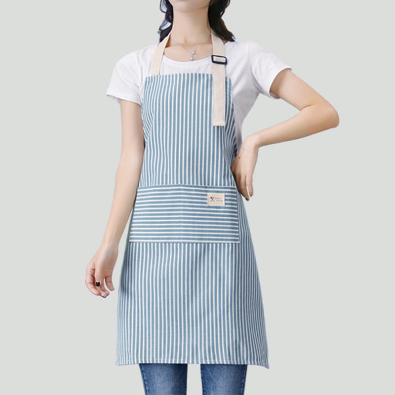

Льняной полосатый фартук Модный водонепроницаемый и маслостойкий полосатый кухонный фартук для уборки, готовки, выпечки Фартук Новый 90x65cm синий