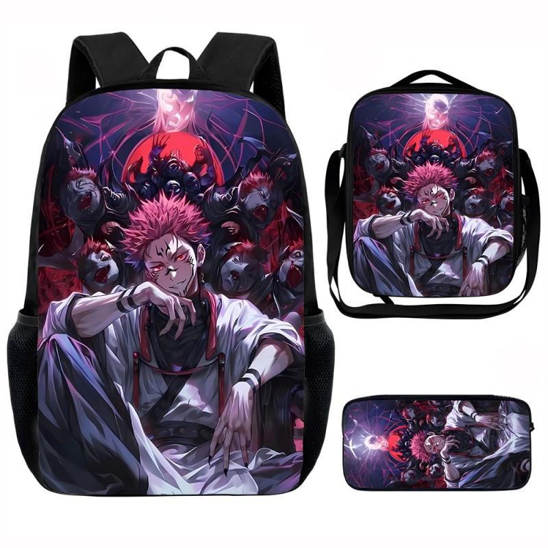 Set Zaino Scolastico Cartone Animato Anime Bambini Leggero Ergonomico Borsa a Spalla Doppia Con Portapranzo Astuccio Tessuto Oxford