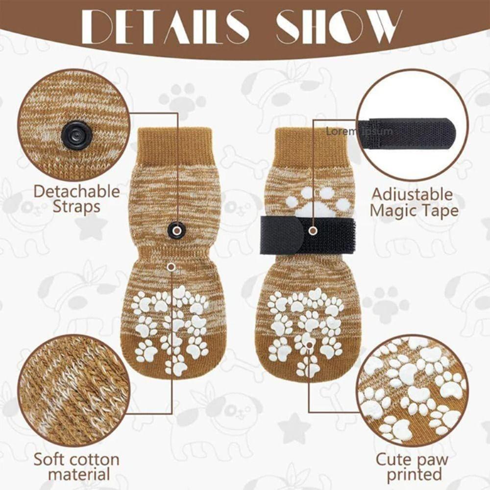 4pcs/set Anti-Slip Pet Socks Breathable Pet Foot Covers Traction Control Pet Paw Protector  Indoor