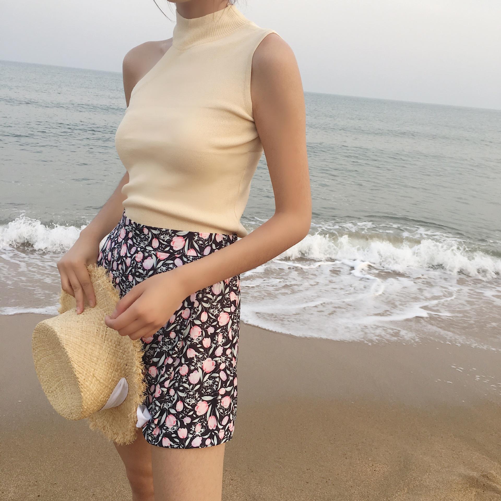 

Корейский стиль Лето Универсальный Короткий Холтер Холтер Без Рукавов Майка Женская Пуловер Тонкий Трикотажная Рубашка One size