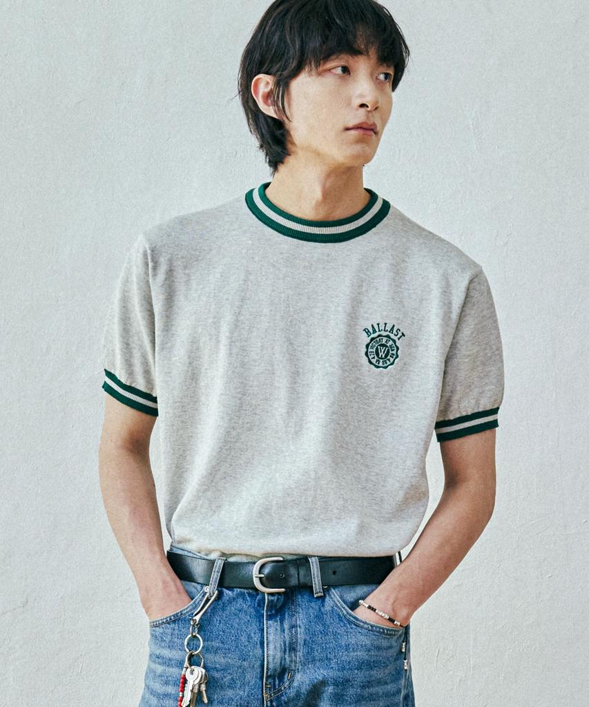 KND Ballast Athletic Ringer Tee Knit Melange Gray