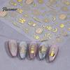 Suministros para Salón de Uñas Pegatinas de Arte 3D de Halloween, Calabaza Metálica Dorada, Fantasma, Telaraña, Decoraciones Fáciles de Aplicar, Pegatinas de Sombrero de Bruja, Autoadhesivas