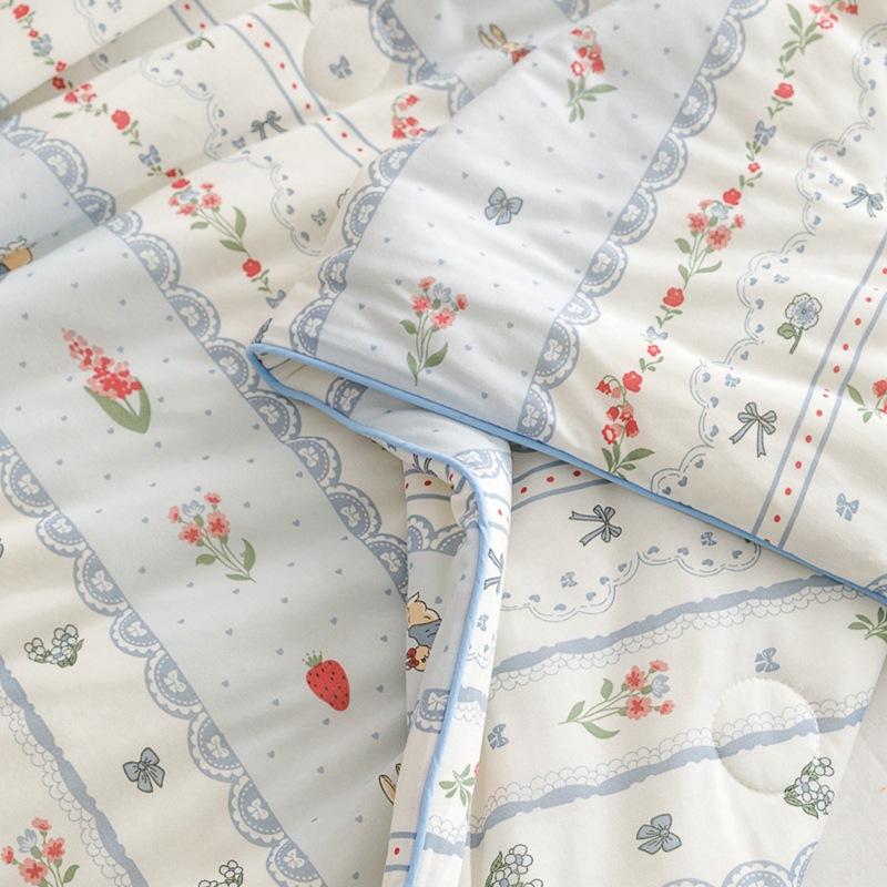 Class a Knitted Cotton Soybean Fiber Cartoon Ins Style Girl Heart Summer Cool Quilt Machine Washable