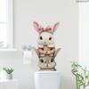 Cute Rabbit with Bow Creative Wall Stickers, Self-Adhesive Decor for Bedroom Living Room Background Decoration