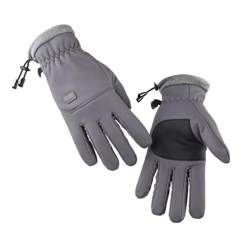 Men's Plus Velvet Windproof Cycling Gloves - Skin-Friendly, Touchscreen Compatible, Warm, Non-Slip for Autumn and Winter Outdoor Riding.