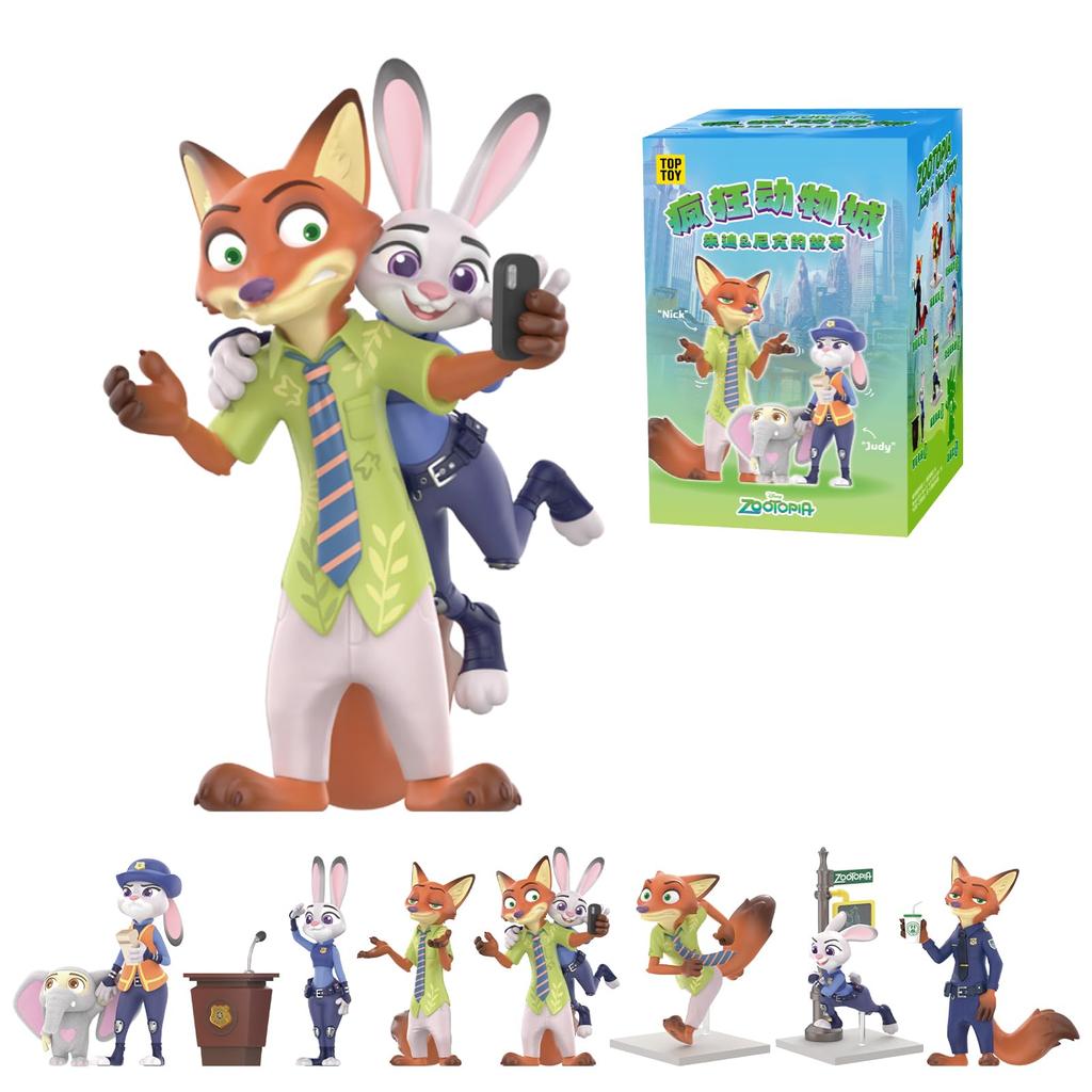 TOP TOY Disney Zootopia Judy & Nick Story Series [1 Piece] Gachapon Blind Box Figure Soft Vinyl PVC Premium Toy Birthday Gift for Disney Character