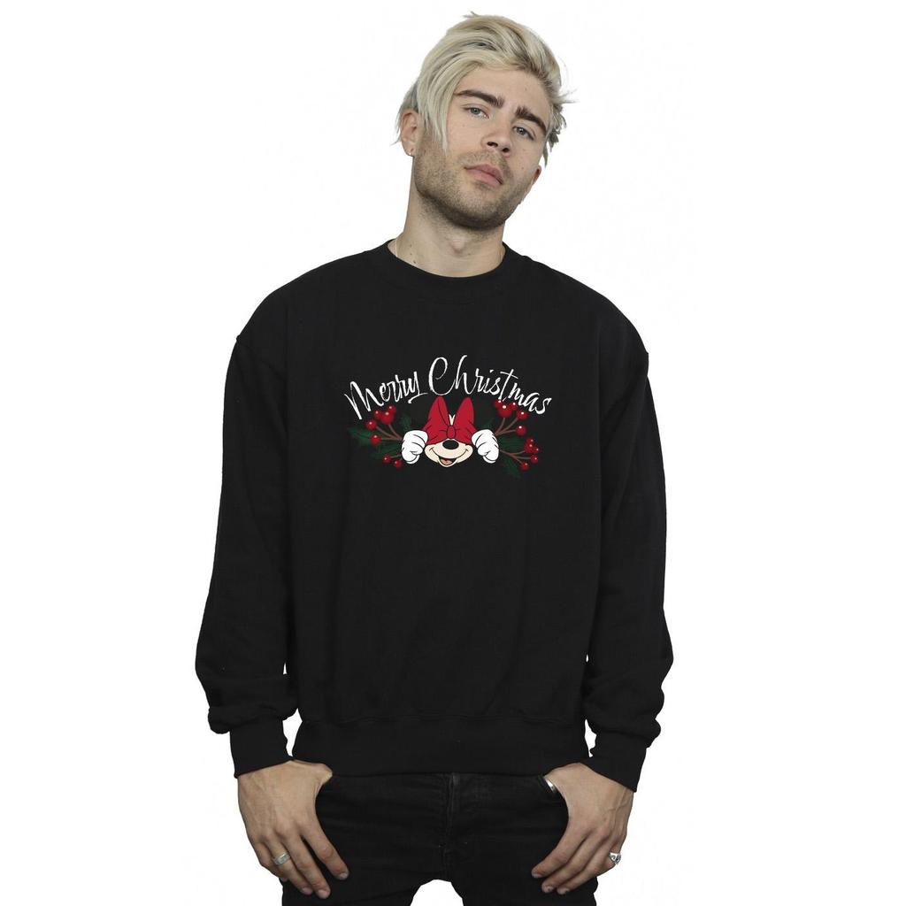Disney Mens Minnie Mouse Christmas Holly Sweatshirt