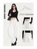 Women's American-Style Wide-Leg White Jeans: Autumn/Winter Pleated Casual Straight Floor-Length Pants
