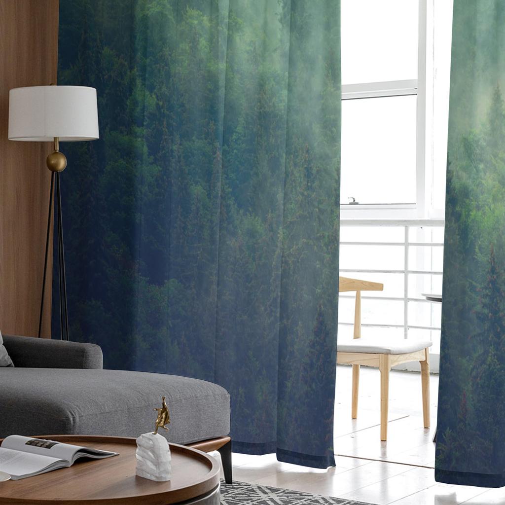 Luxury Tulle Curtains Fog Woods Fir Jungle Living Room Kitchen Chiffon Curtain Youth Bedroom Sheer Floor Valance Curtain