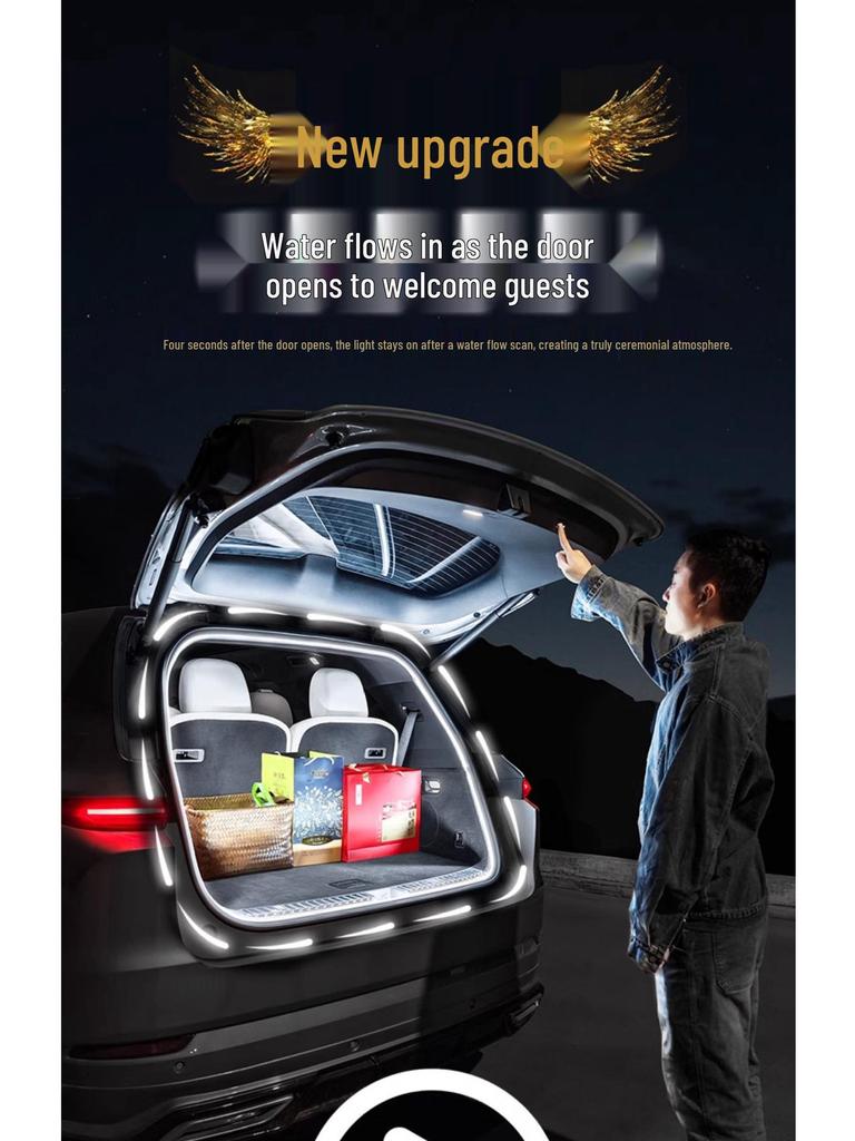 Accessoires Éclairage de Bienvenue à Flux d'Eau dans le Coffre et Éclairage d'Ambiance Intérieur pour Geely Emgrand L