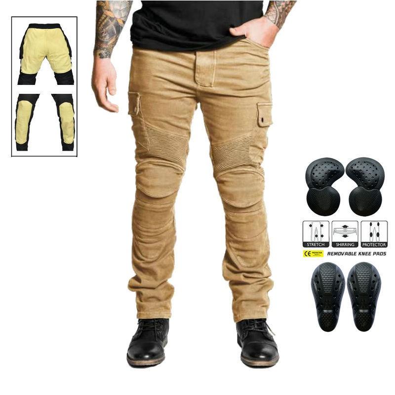 VOLERO Motorcycle Riding Jeans Vintage Khaki Kevlar Reinforced Anti-fall Biker Pants
