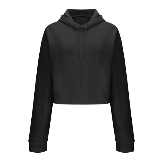 Women's Drawstring Cropped Hoodie Casual Long Sleeve Pullover Sweatshirts Workout Crop Tops Fall Outfits