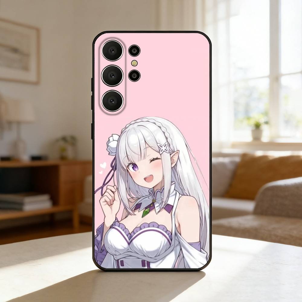 Re Zero Rem Emilia Phone Case For Samsung S26,S25,S24,S21,S22,S23,S30,Ultra,S20,FE,Lite,10,9,Black Cover Samsung S24