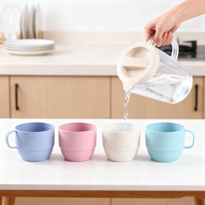 5-Piece Set Wheat Straw Cold Water Bottle Juice Jug Suitable for Home Outdoor Office Restaurant