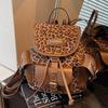Leopard Print Trendy Cool Backpack Women's Autumn New Retro Fashion Hand Carry Small Backpack Commuting