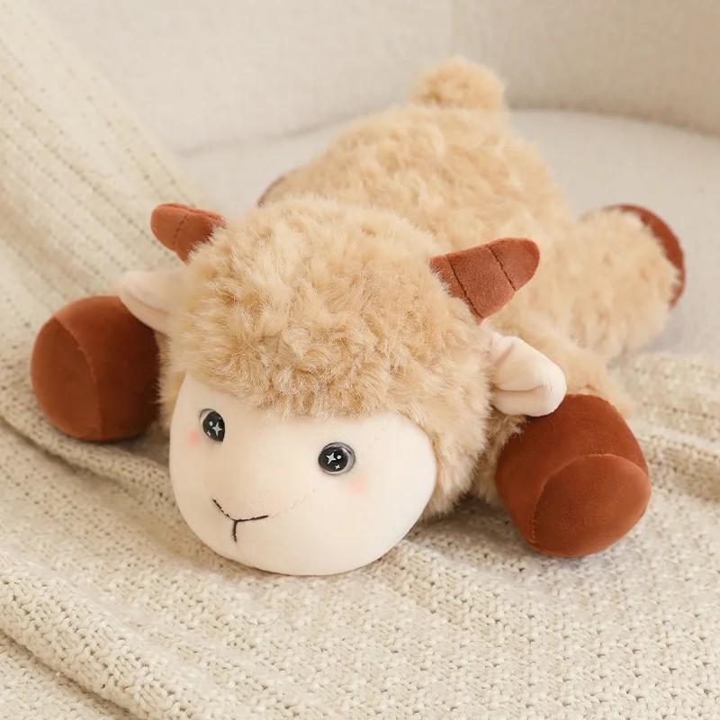 Weiches flauschiges Schaf Lamm Plüschtier Bequemes Stofftier liegend Bauernhoftier Puppe Niedliches Schaf Plüschtier für Mädchen Geschenk Schlafzimmer Dekoration 24cm
