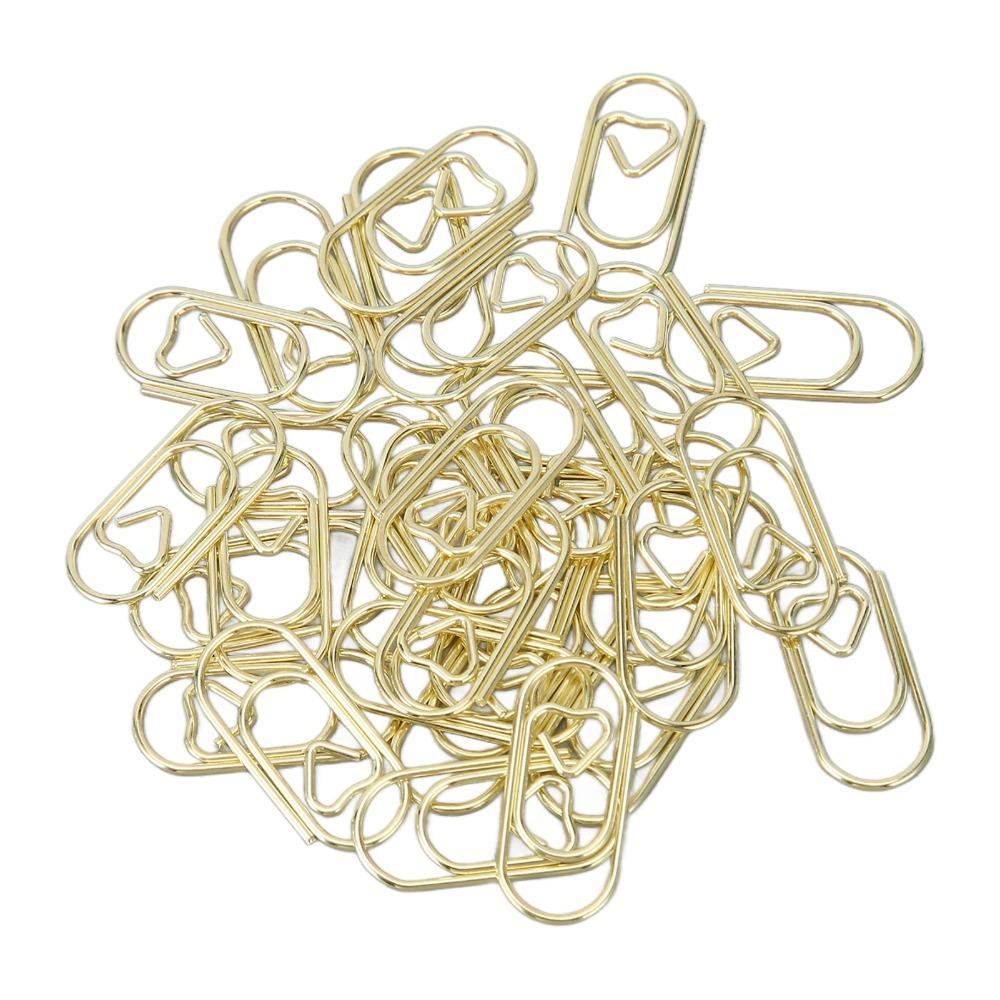 300 pièces Finition Plaqué Électro Forme de Cœur Trombonnes Trombonnes Décoratives Bricolage