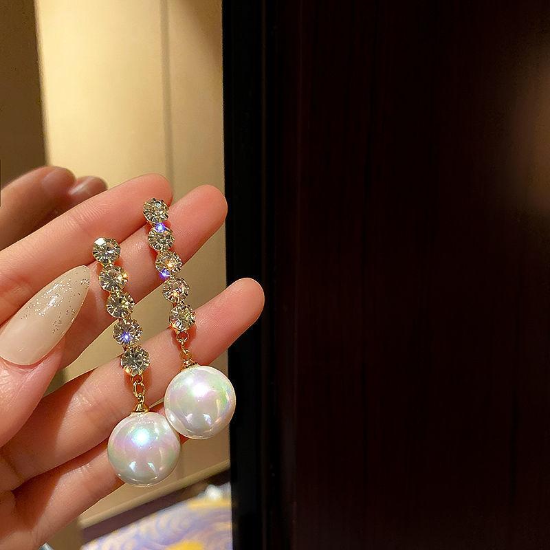 Trendy Geometric Fringed Pearl Earrings Korean Version Dongdaemun Retro Temperament Earrings Fashionable Personalized Earrings
