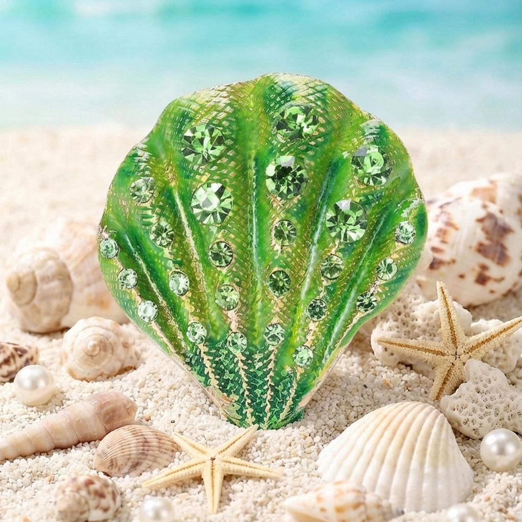 Classic Rhinestone Shell Brooches for Women Unisex Enamel Ocean Pins Friend Event Party New Gifts Jewelry Decoration Accessories