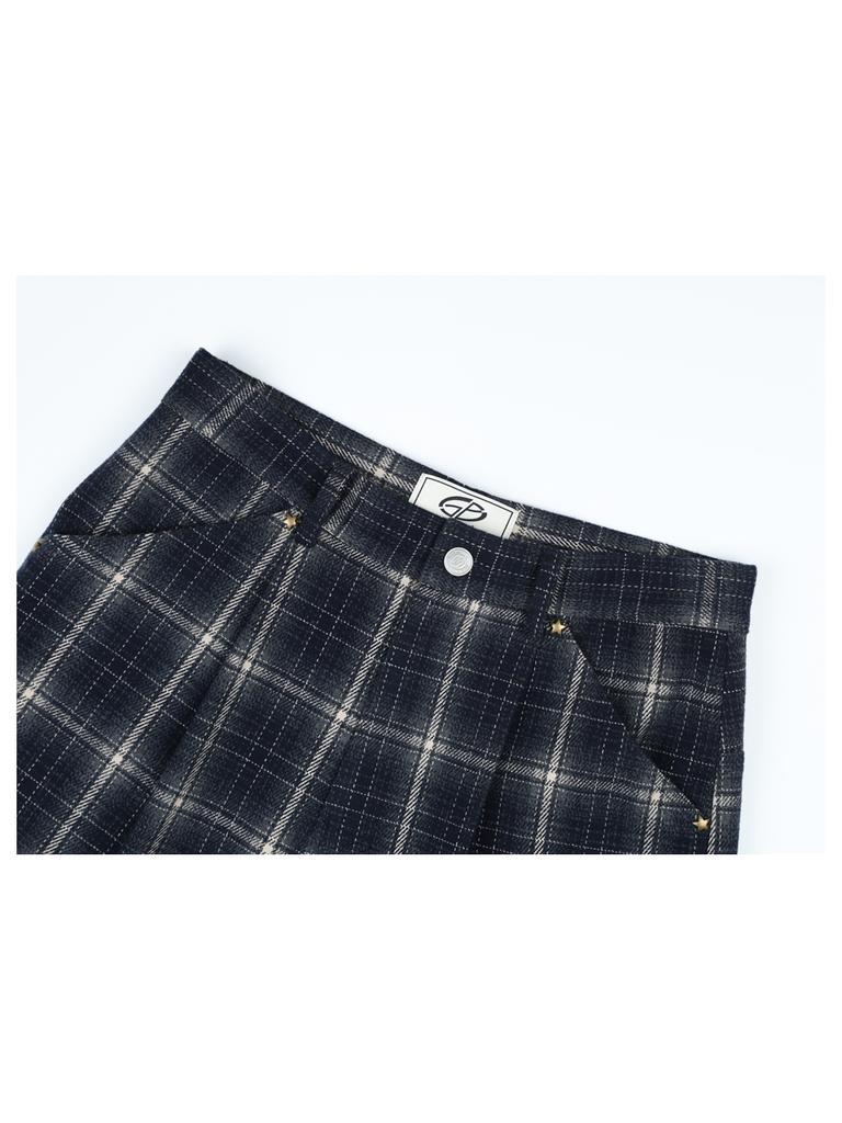 GUBIN [Goobin X Sojeong] (W) Star Rivet Check Wool Pants