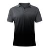 Mens Casual Sport Gradient Lapel Button Short Sleeve Top T-Shirt Blouse
