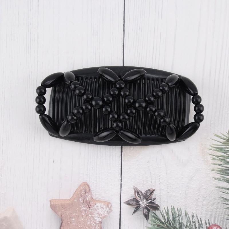 1 Stück Handgefertigter Elastischer Kamm mit Perlen, Magischer Perlen-Haarkamm, Doppelclip-Haarschmuck für Damen