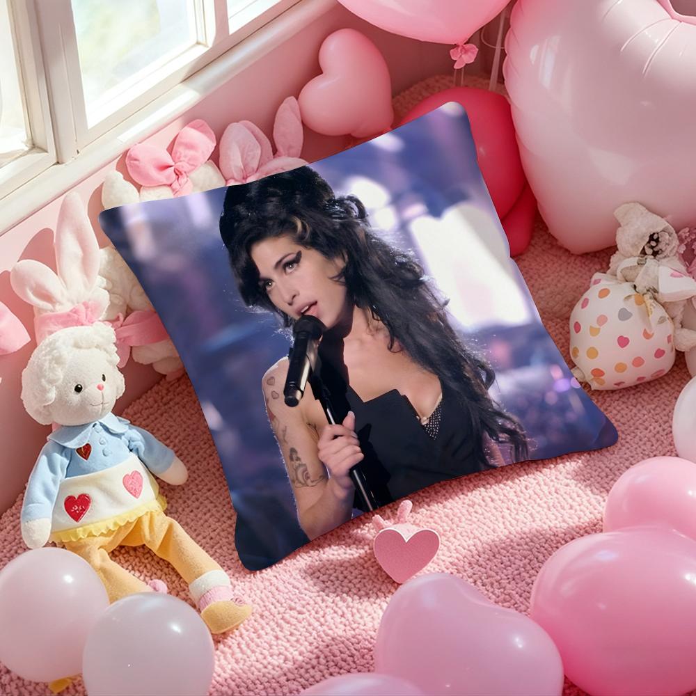 Singer Star A-Amy Winehouse Cushion Cover Pattern Printed Pillowcase for Living Room Sofa Cushion Cover & Bedroom Decor