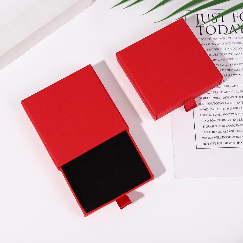 Black Kraft Paper Jewelry Drawer Box for Ring, Necklace, Earring Storage