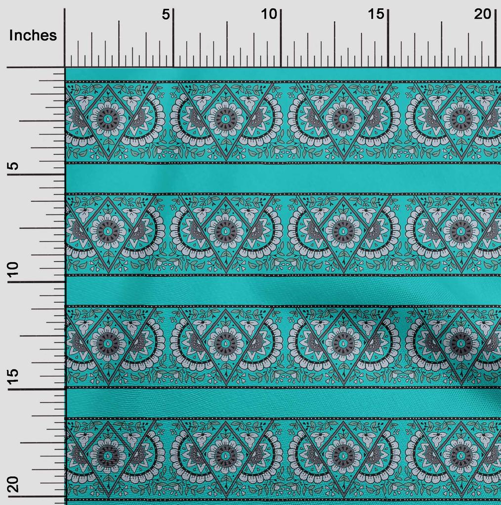 oneOone Cotton Flex Fabric Geometric|Leaves & Floral Block Printed Fabric 1 Yard 40 Inch