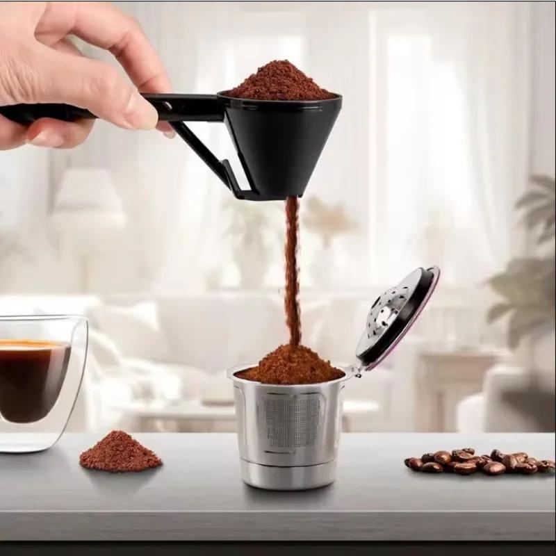 Kitchen Accessories Coffee Scoop Funnel for Flling Reusable K-cup Coffee Pot Coffee Spoon Sliding Design Measuring Spoon