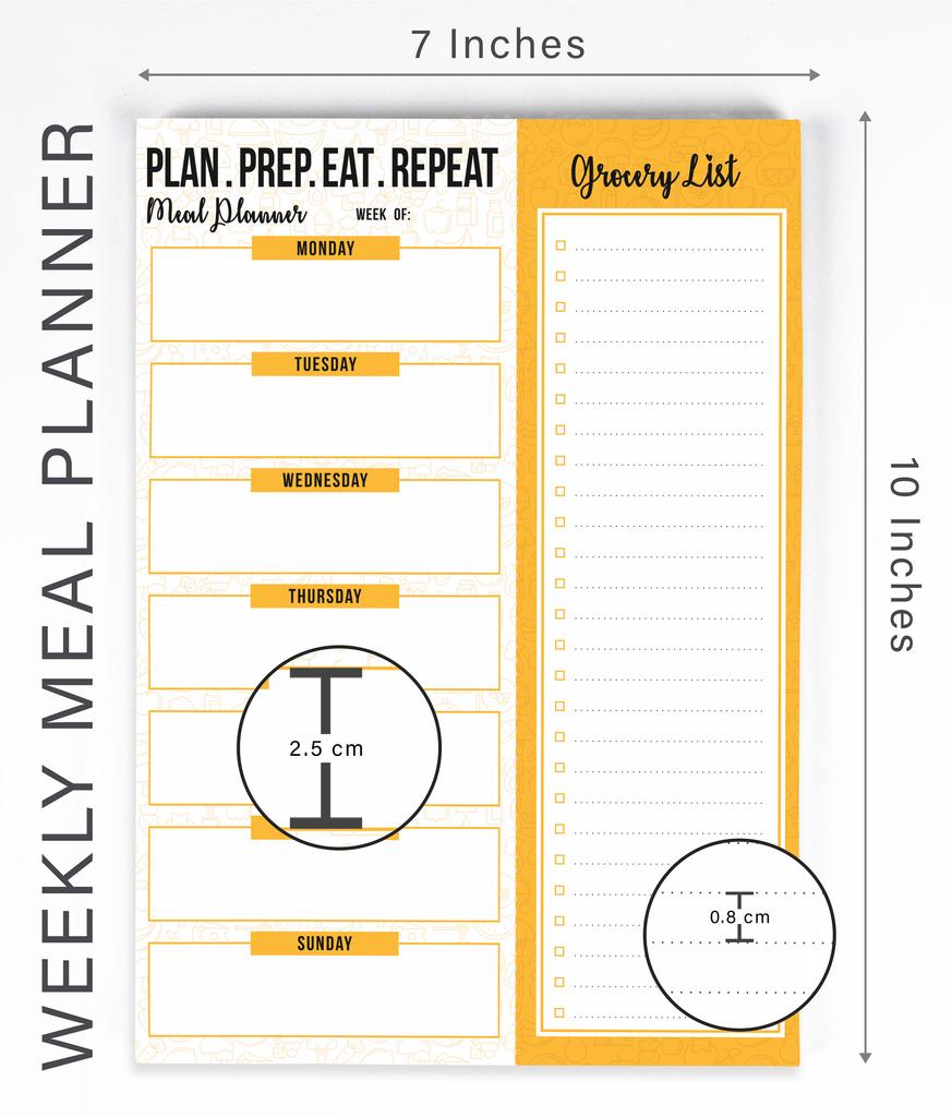 Inkdotpot Weekly Meal Planner Notepad 7"x10 , "Kitchen Menu" Magnetic Meal Planning Pad with Tear Off Grocery S-54 Sheets