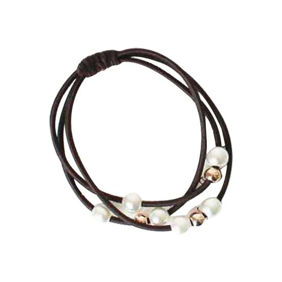 Girl Women Faux Pearl Hair Ring Knotted Rope Beaded Triad Hairband Jewelry Gift