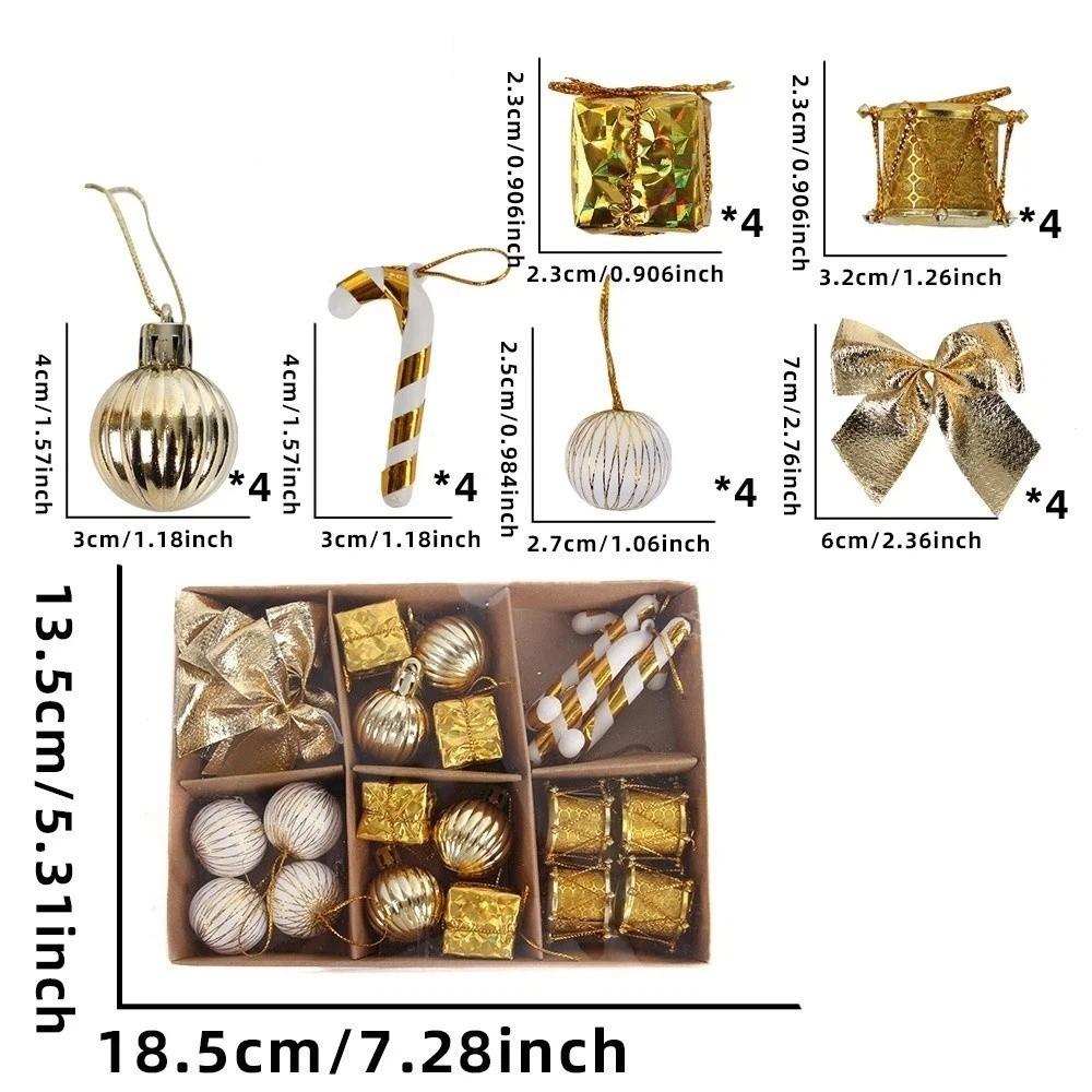 24Pcs/set Plastic Xmas Tree Hanging Pendant Glitter Christmas Balls Decor  Christmas Tree Decor