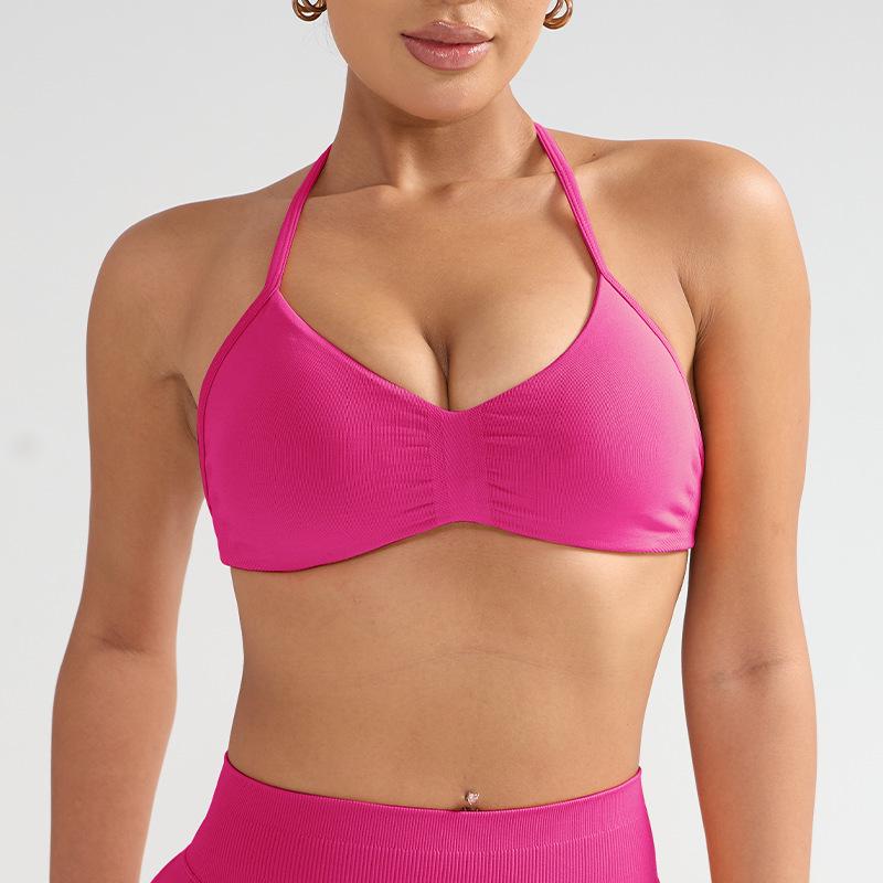 Dfyne Stoßfester Neckholder-Sport-BH mit Brustpolster - High-Intensity-Yoga-Camisole für Damen