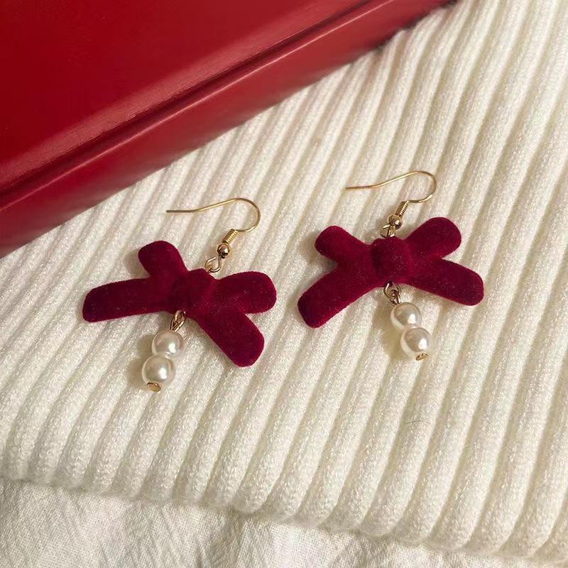 Elegant Angora Red Heart Earrings: Real Gold Electroplated with Diamonds - Perfect for Festive Occasions