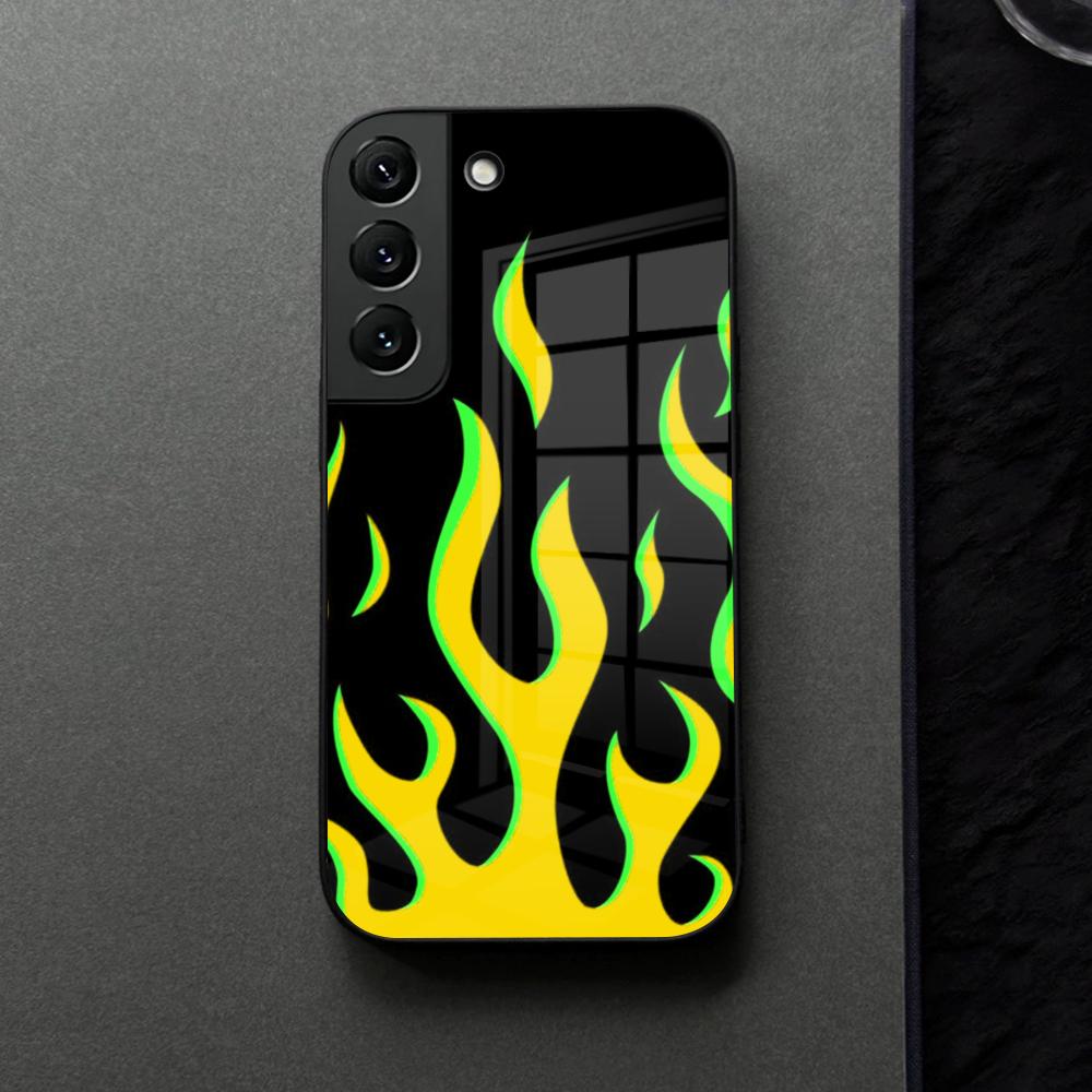 Fashion Flame Pattern Phone Case Glass For Samsung Galaxy S21 S26 S25 S22 S20 S24 S23 Ultra Fe Plus A16 A34 A54 A24 Coque