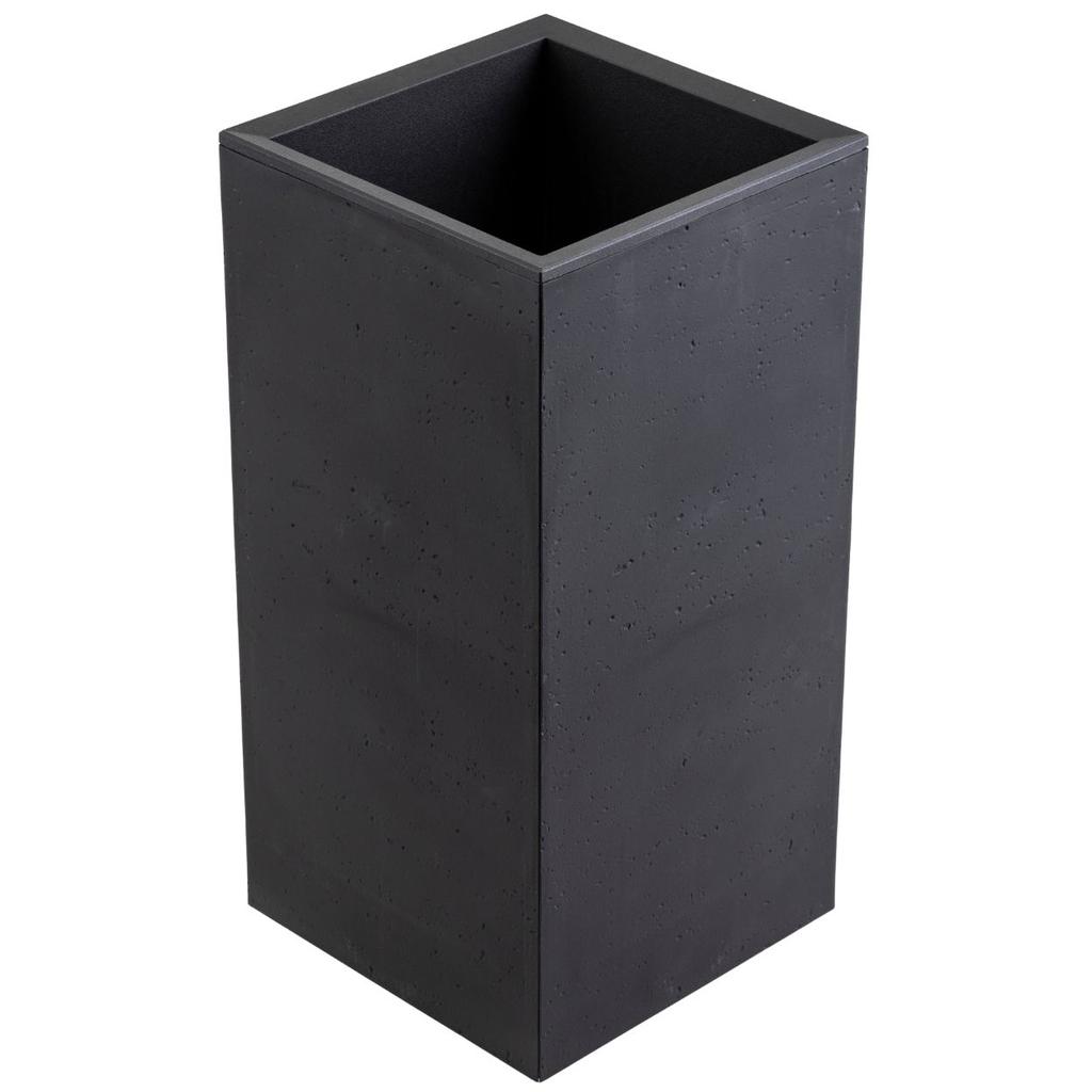 Donica Betonique Na Kółkach Recykling Czarny 30X30Xh60 Cm