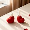 Family Table Candle Holder Red Heart Shaped Candlestick Romantic Ceramic for Elegant Wedding Party Dining Centerpiece Anniversary Valentine's Day Home