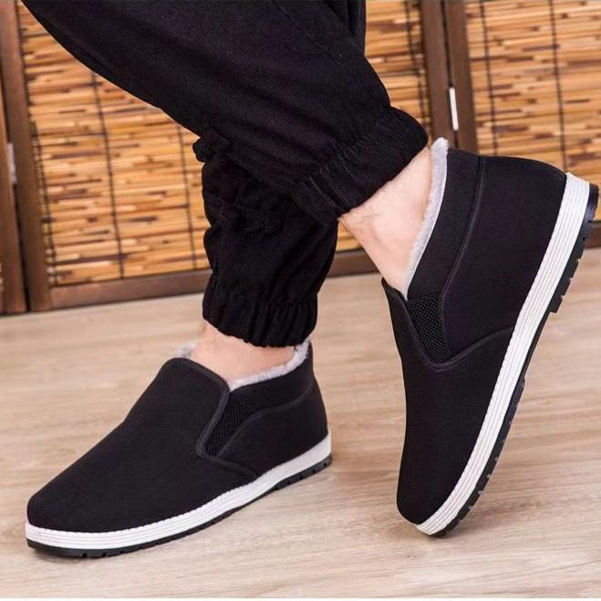 Men's Winter High-Top Cotton Shoes - Warm, Non-Slip, Soft Sole, Thickened Velvet for Middle-Aged and Elderly