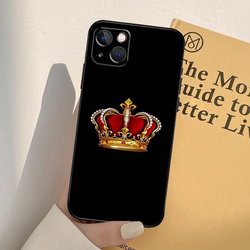 Queen King Crown Phone Case For iPhone 17 16 15 13 11 12 14 Pro Max mini XR 16e 15 16 Plus 17 Air Full Cover