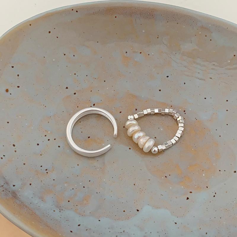 Chic Minimalist Open-adjustable Freshwater Pearl Ring For Women In Stylish Copper Design